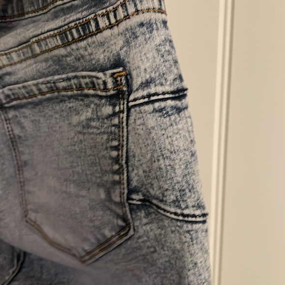 High Rise Button‎ Fly S.O.N.G Curvy Shark Bite Skinny Jeans women’s Sz 27 Blue - Picture 8 of 15